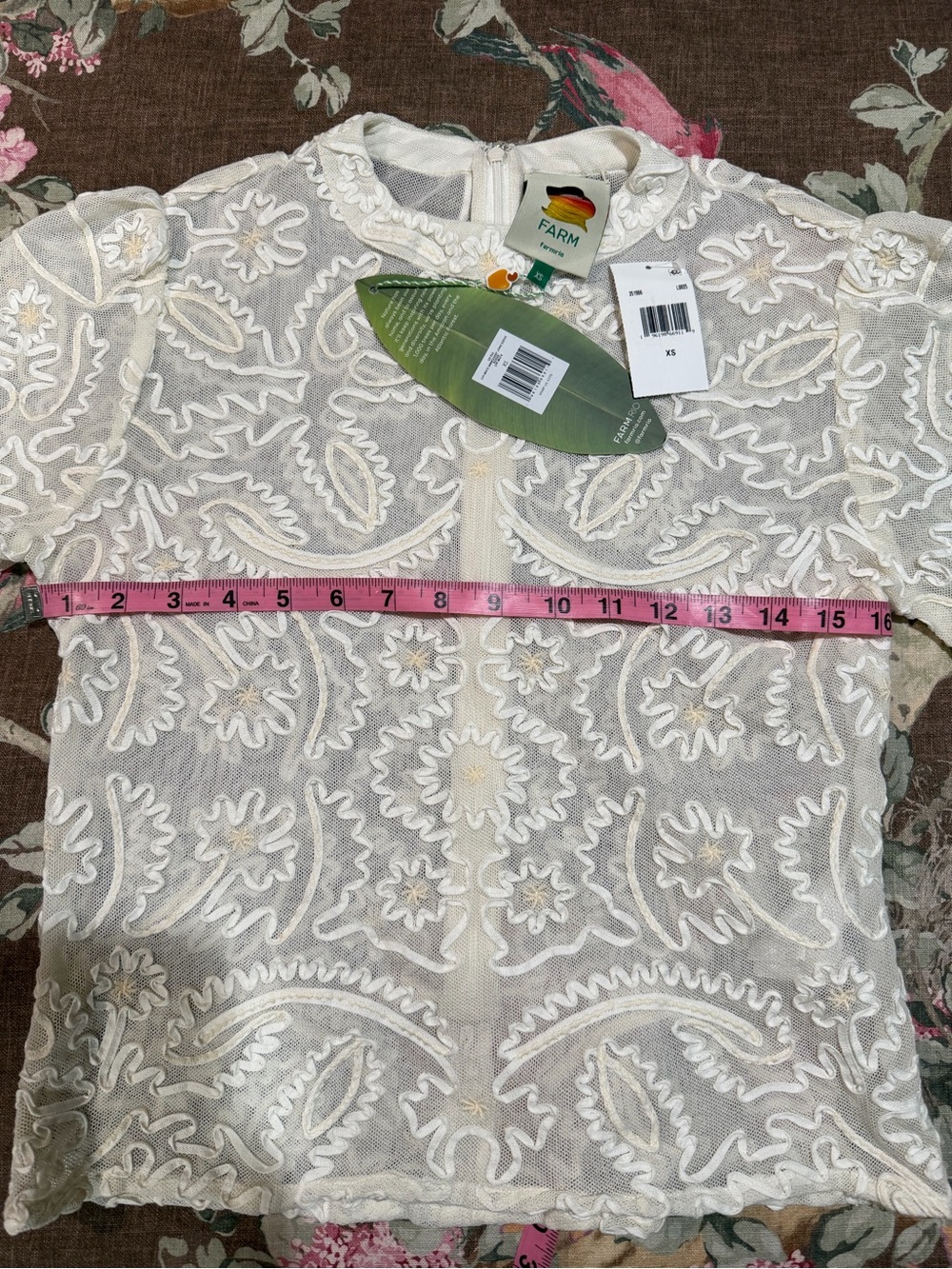 FARM Rio Embroidered Mesh Top in Off-white - Picture 6 of 6